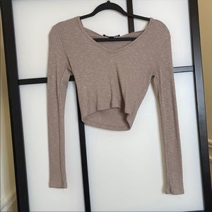 Crop top with hoodie and sleeves
